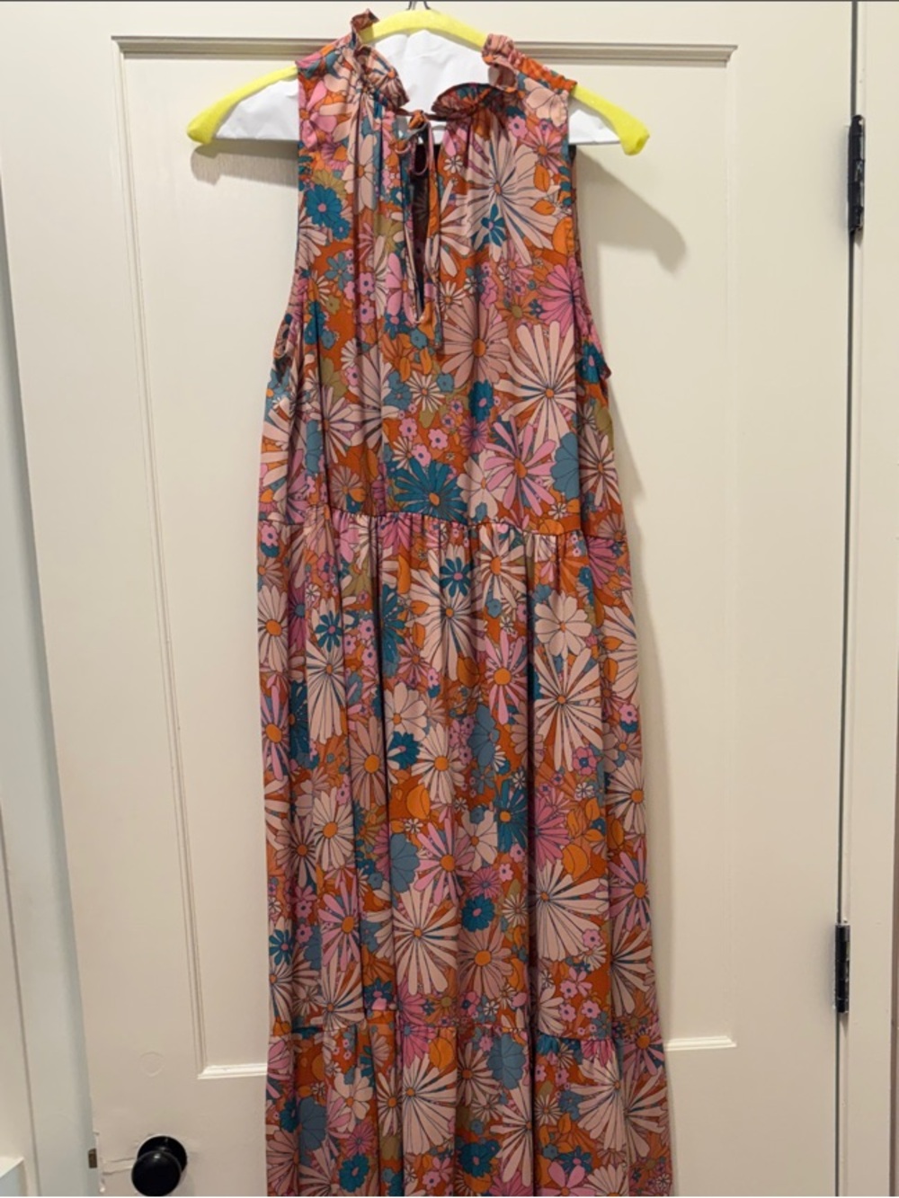 BB Dakota Floral Tiered Maxi Dress in Pink, Orange & Teal